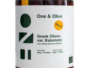 Βιολογικές παραδοσιακές ελιές Καλαμών «One & Olive» “Olive Ergo Anagnostopoulos” 580g>